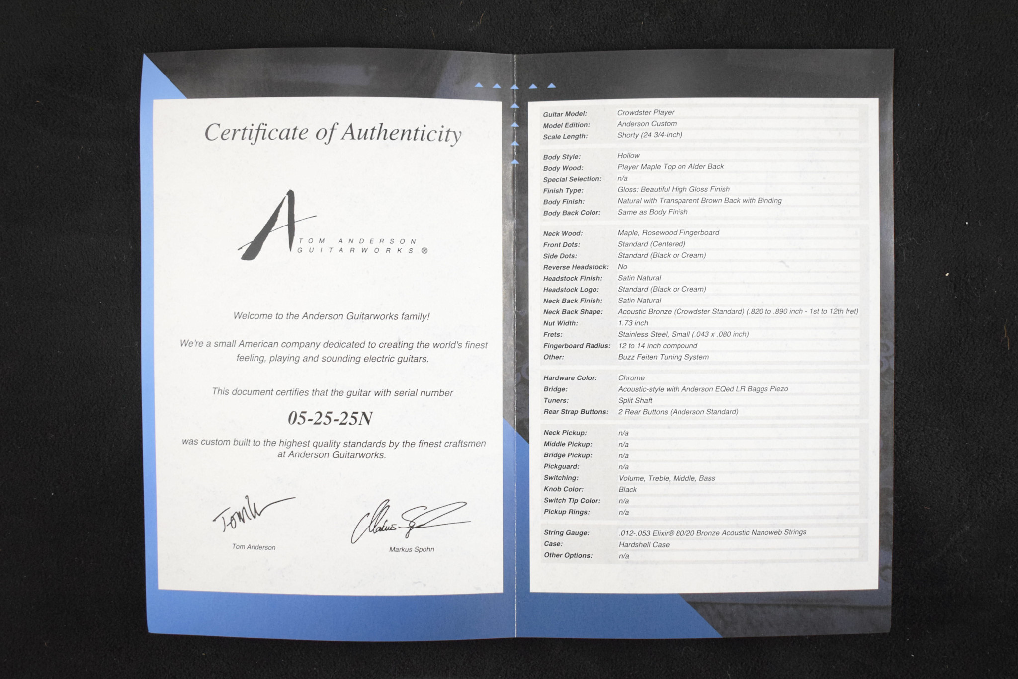 Tom Anderson Tom Anderson Crowdster Player Natural with Transparent Brown Back with Binding