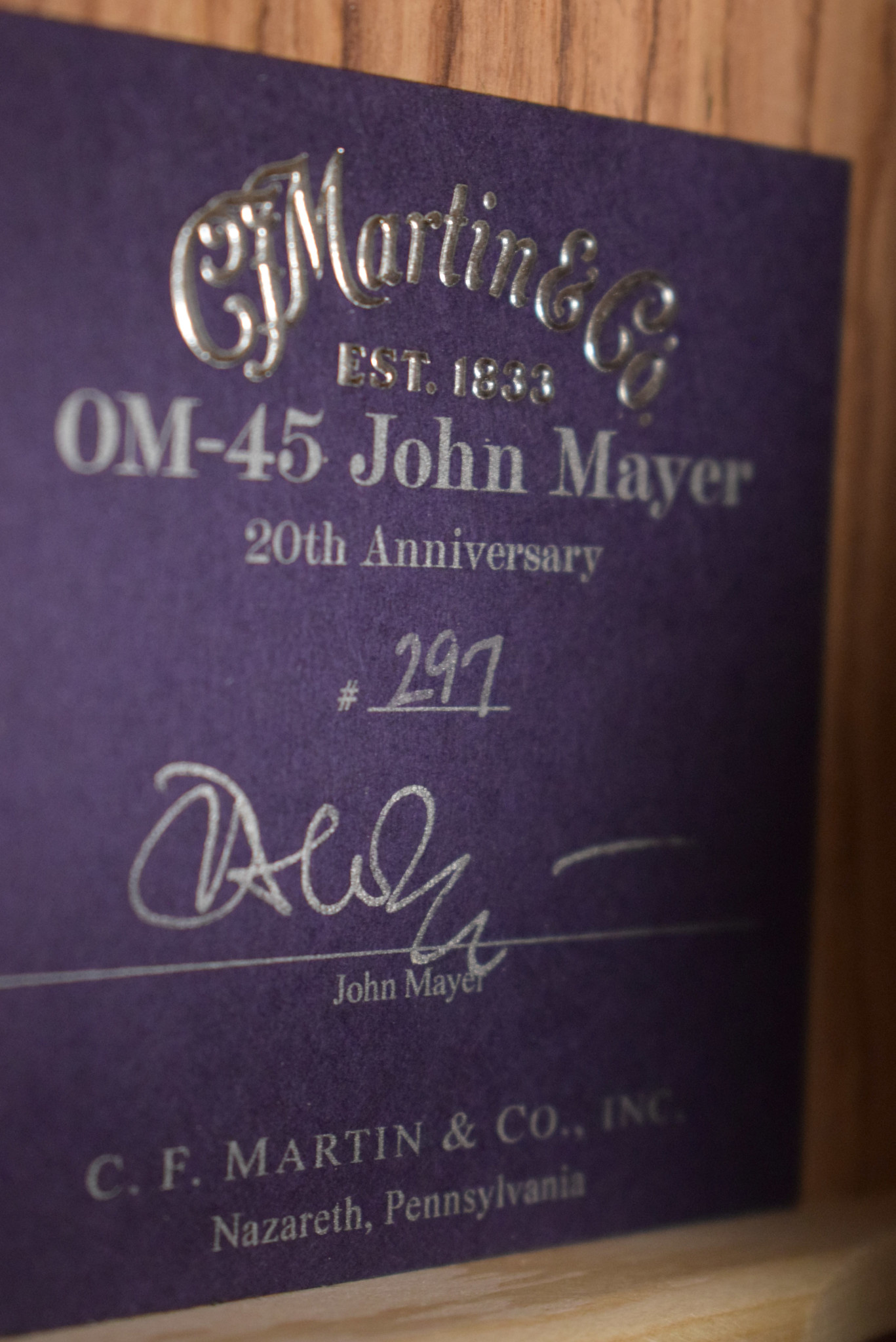 Martin Martin OM-45 John Mayer 20th Anniversary Platinum Gray Burst