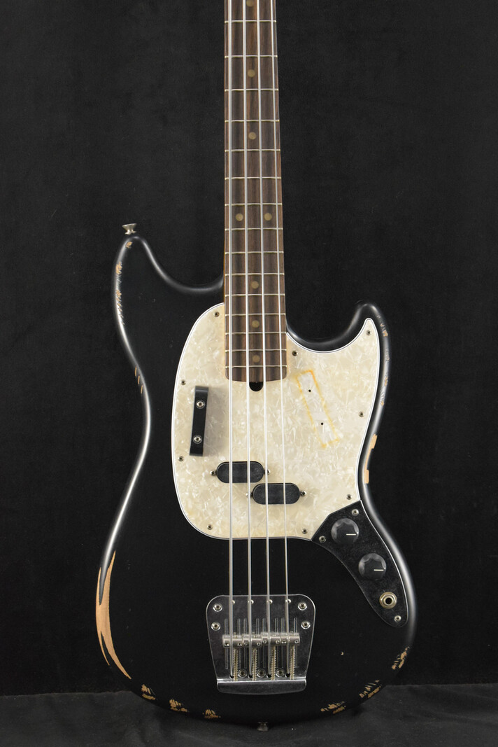 Fender JMJ Road Worn Mustang Bass Black - Fuller's Guitar