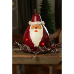 Red Santa Medium Lit Hand Crafted Gourd Luminary