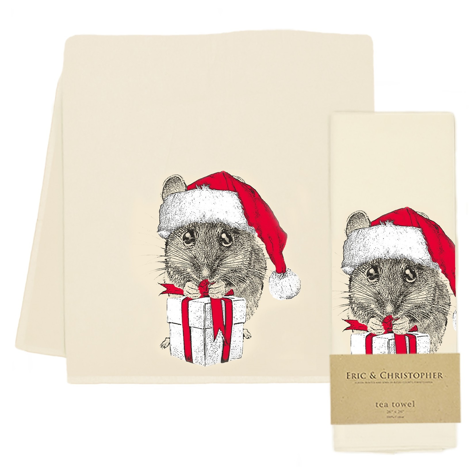 Santa Mouse 1 Tea Towel