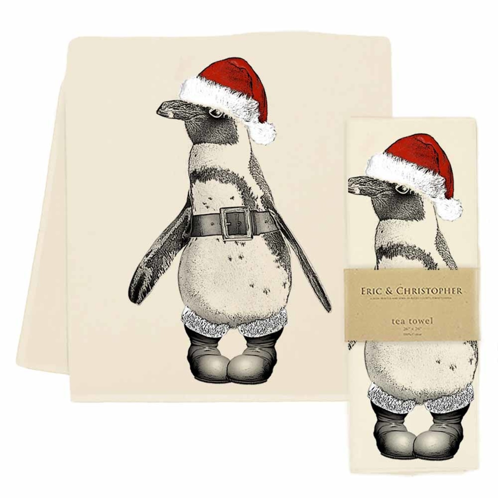 Santa Penguin Tea Towel