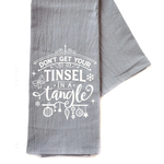 Tinsel in a Tangle Gray Tea Towel