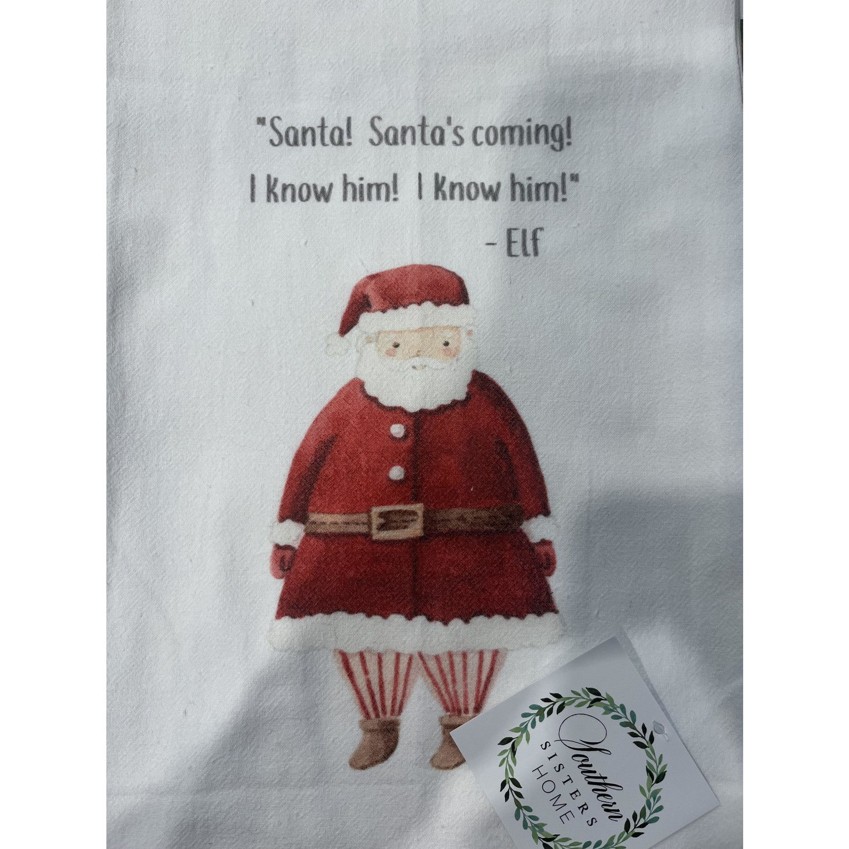 Santa Coming Flour Sack Towel