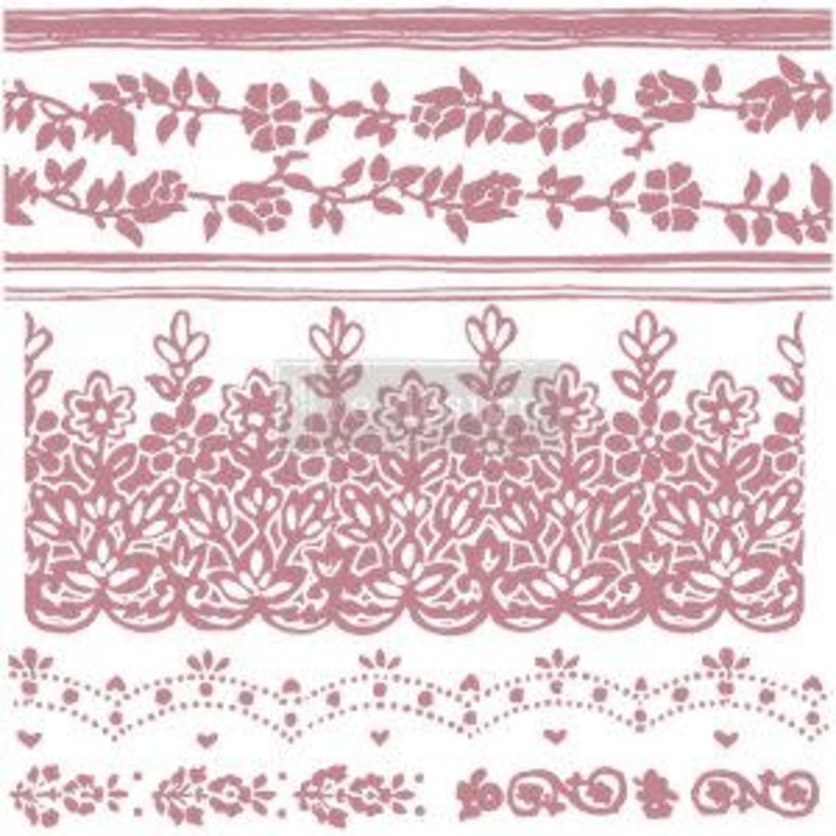 ReDesign with Prima DECOR STAMP – FLORAL BORDERS – 12″X12″ (7 PCS)