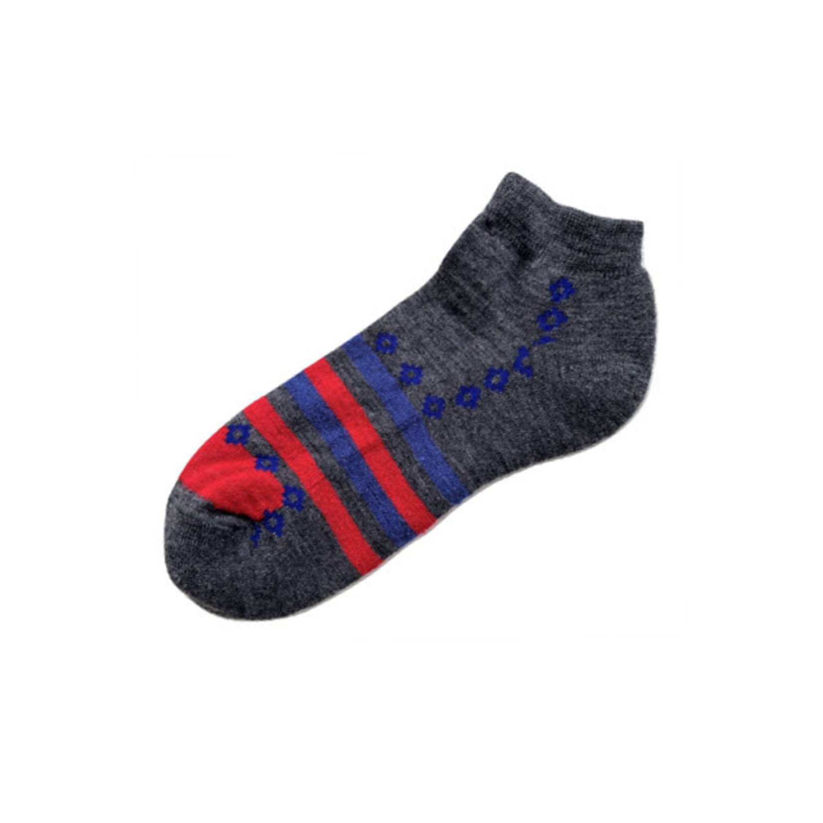 Tey Art Inc Alpaca Socks Ankle Striped Charcoal L