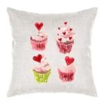 Valentine Cupcake Quartet Cottage Pillow