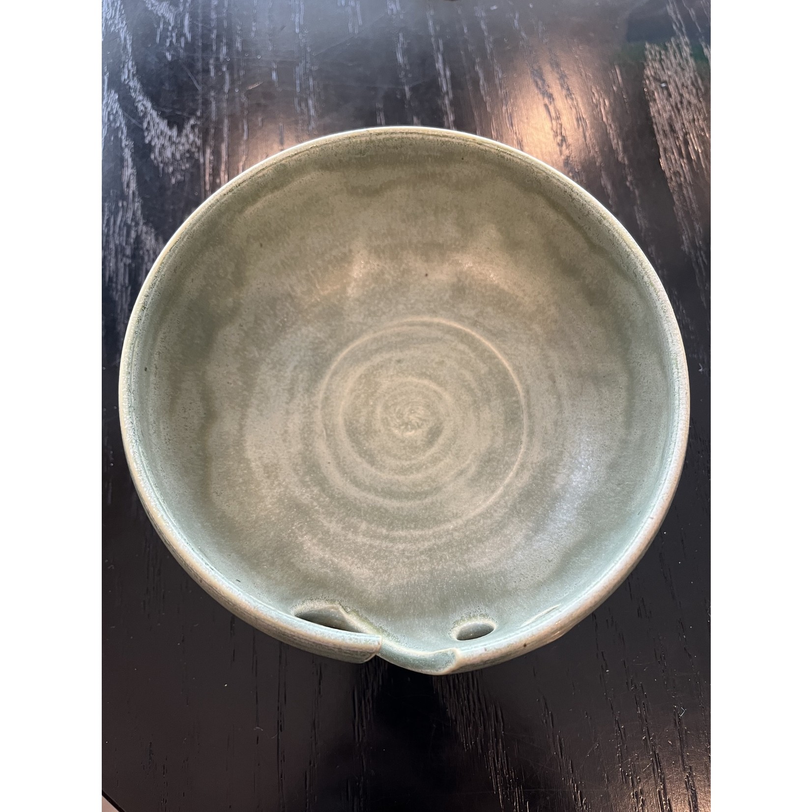 DY Pottery Yarn Bowl Green Tea White Clay