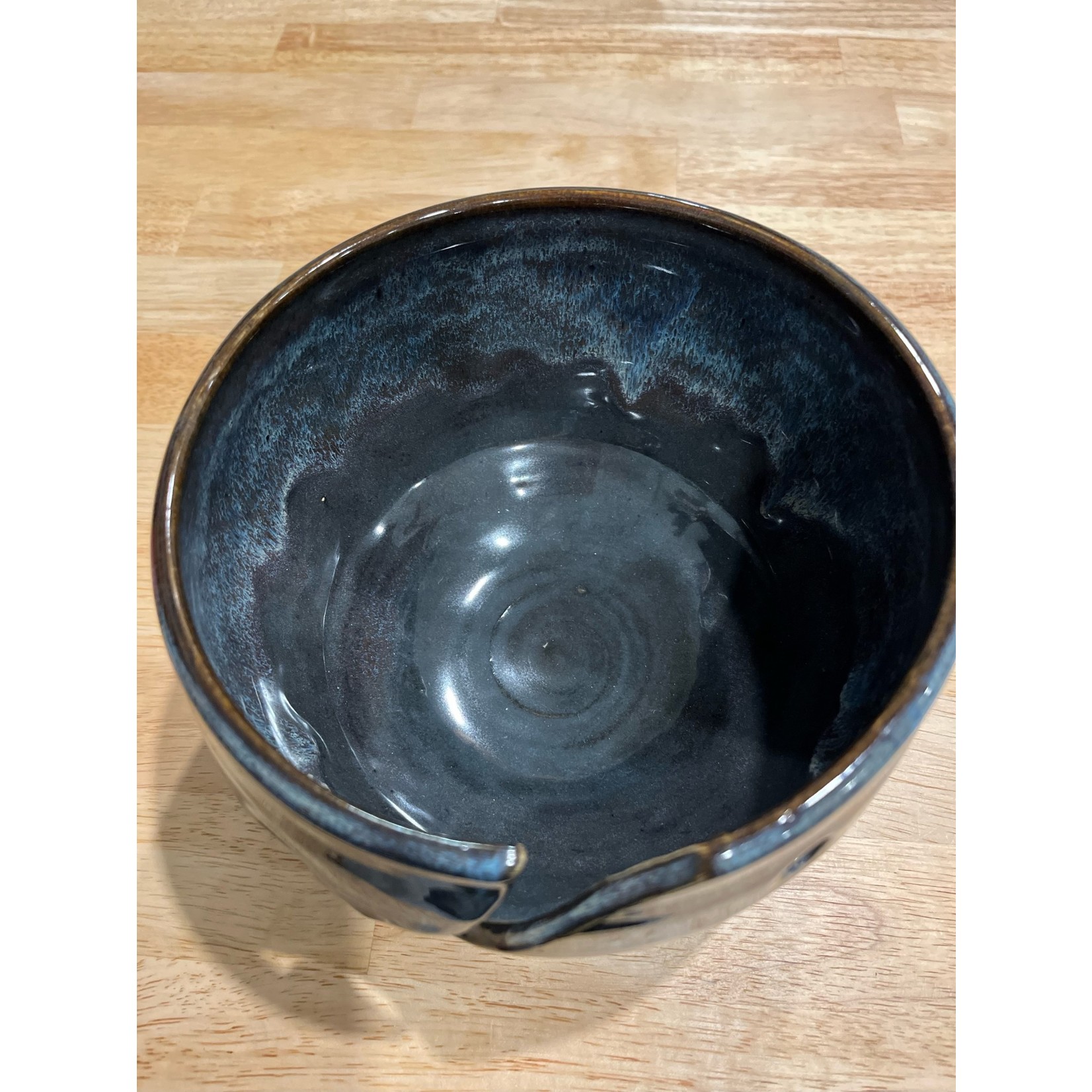 DY Pottery Yarn Bowl Dark Navy/Blue Gray Drops