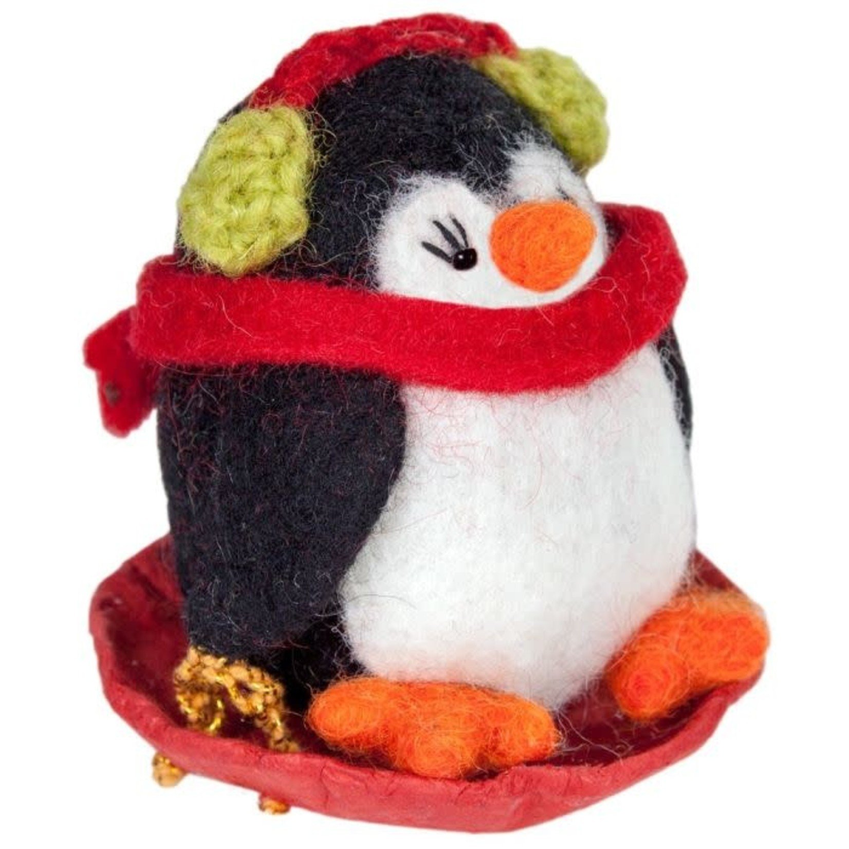 dzi Handmade Penguin Sledding Ornament