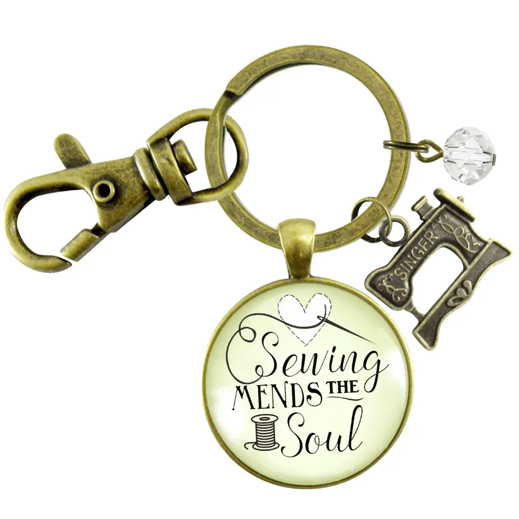 Gutsy Goodness Sewing Mends The Soul Keychain