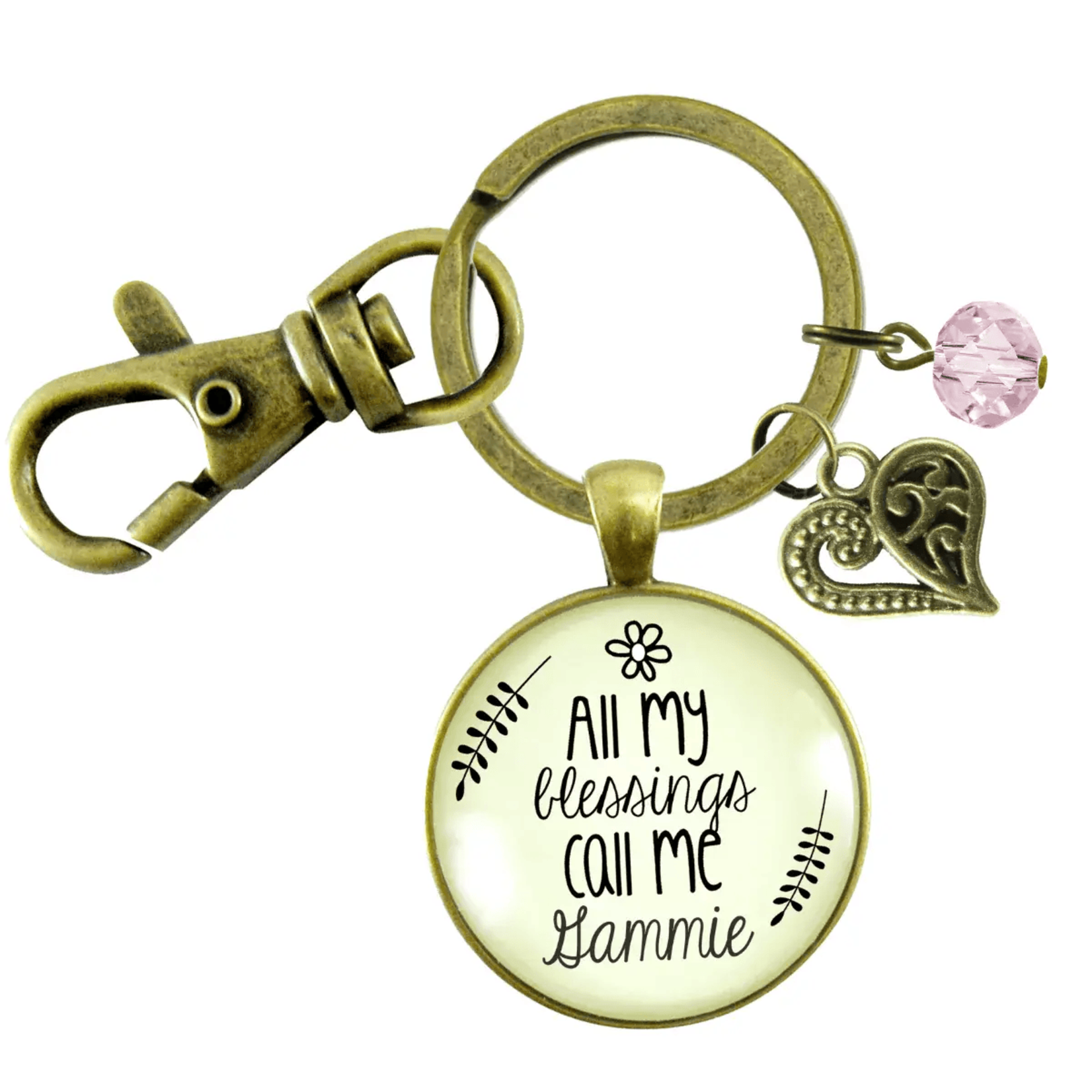Gutsy Goodness All My Blessings Call Me Grammie Keychain