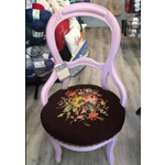 Knit Knot & Natter Antique Victorian Balloon Back Chair w Original Embroidered Seat