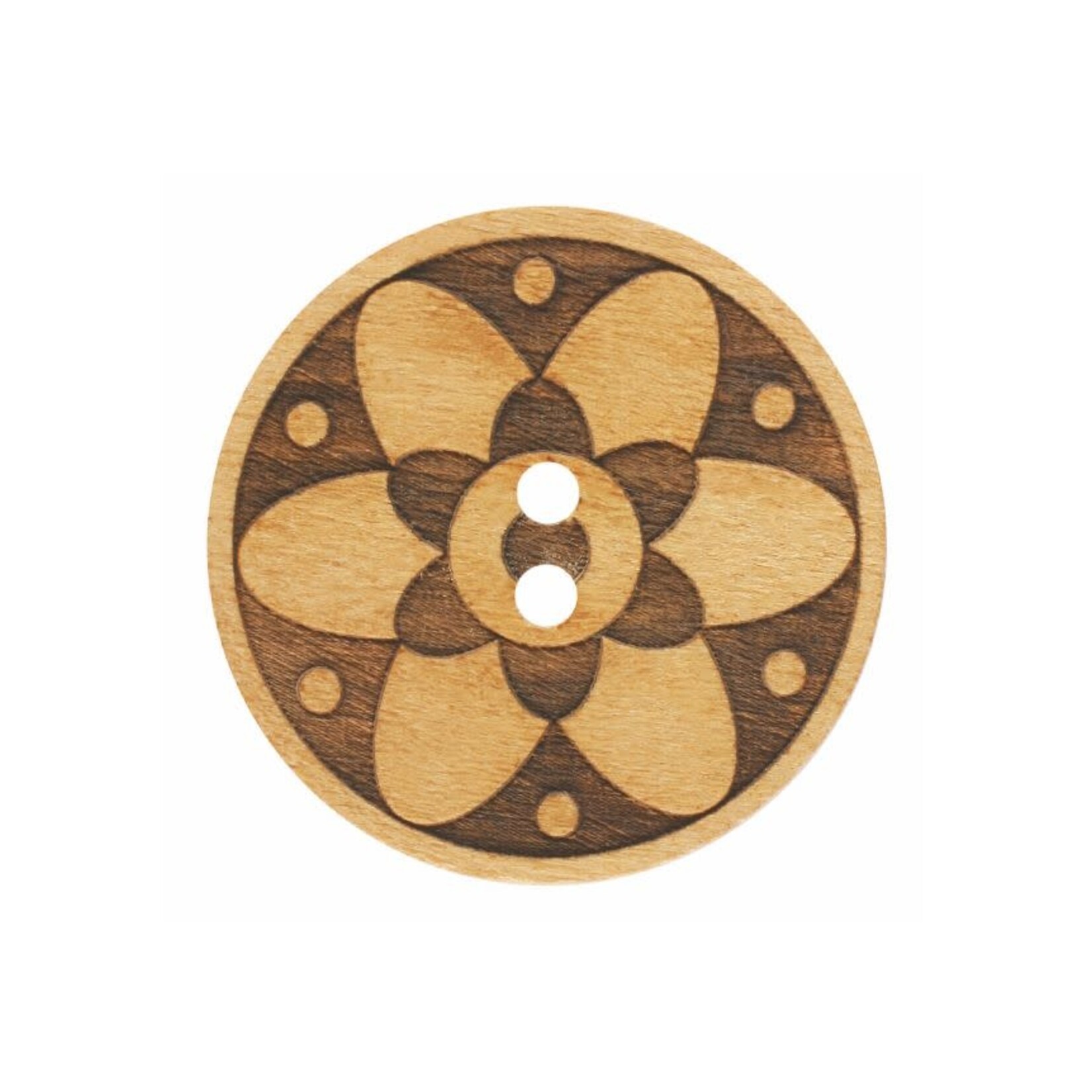 Dill Buttons Wood Floral Design 23mm - Dill Button 311095
