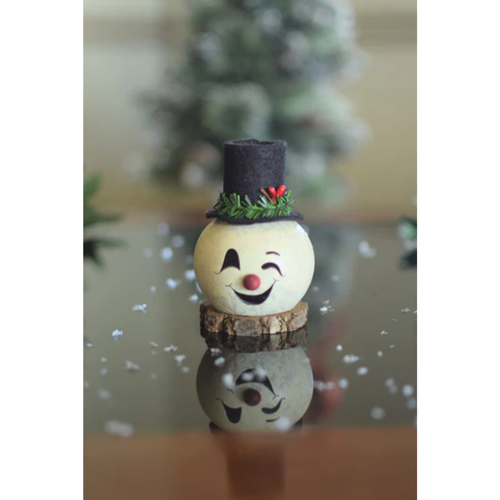 Clyde Snowman Tiny Head Handcrafted Gourd