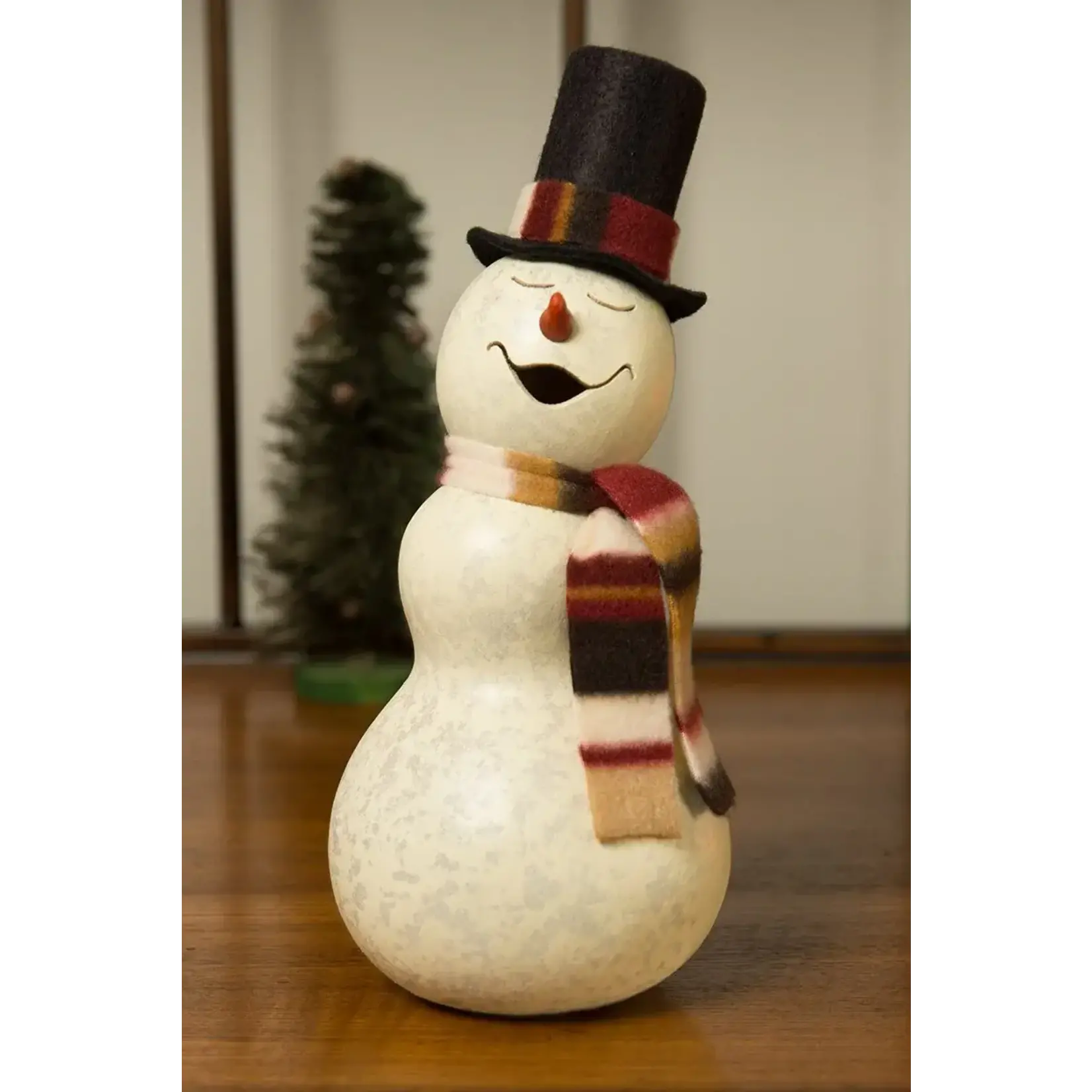 Blizzard Snowman Hand Crafted Gourd
