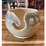 DY Pottery Yarn Bowl Cream w/ Blue Medium