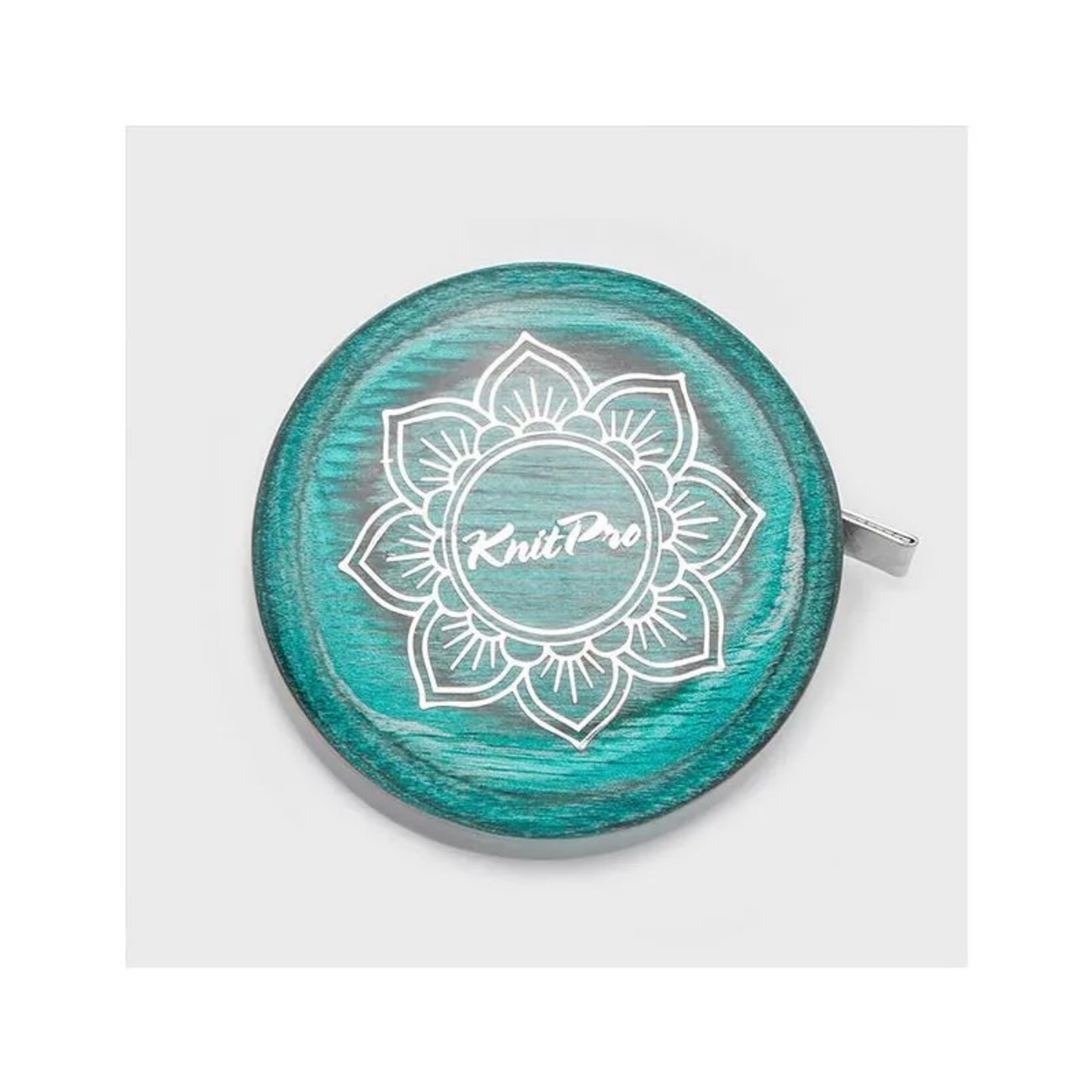 Knit Pro Mindful Teal Wood Retractable Tape Measure