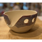 DY Pottery Medium Purple/White Yarn Bowl