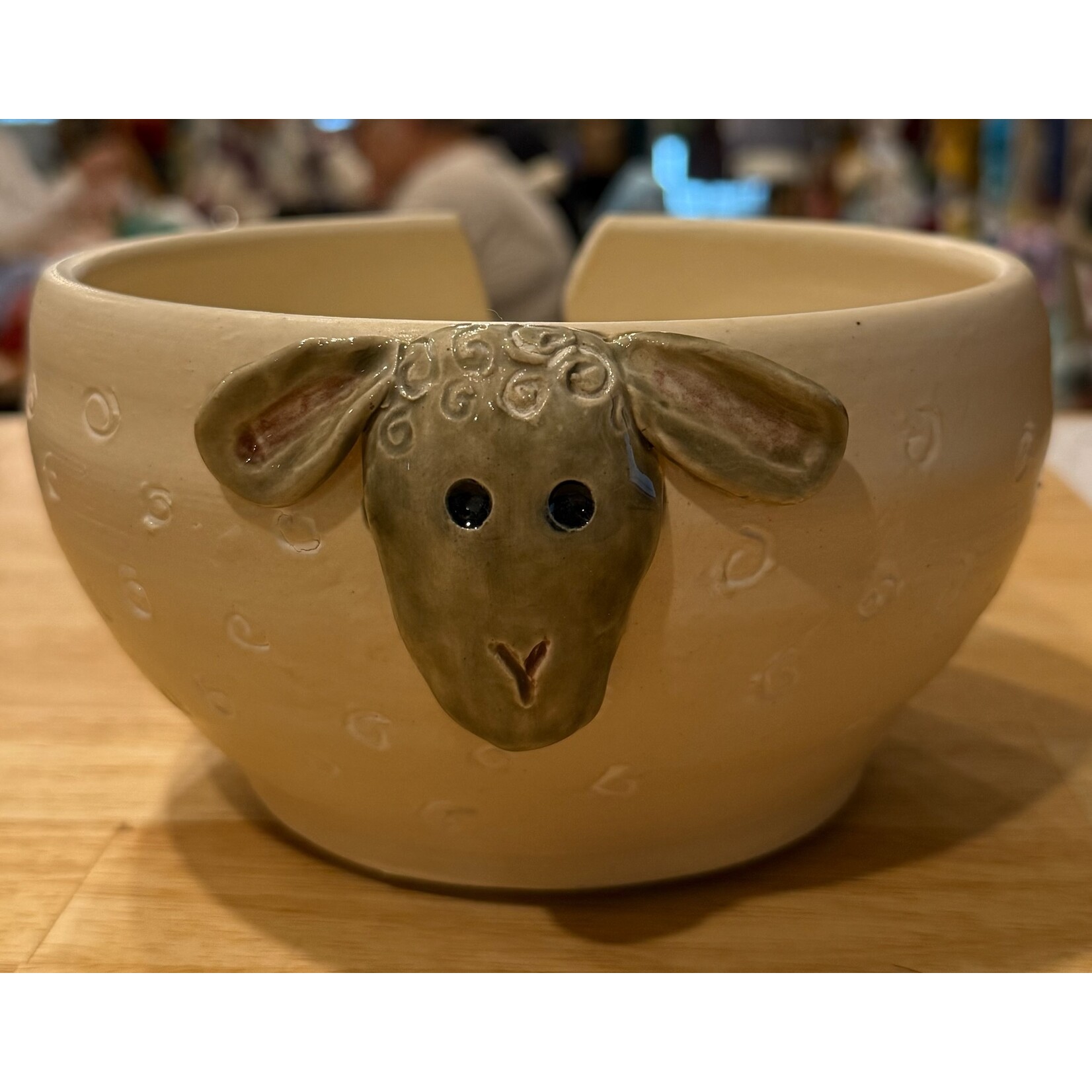 DY Pottery Gray Sheep Yarn Bowl