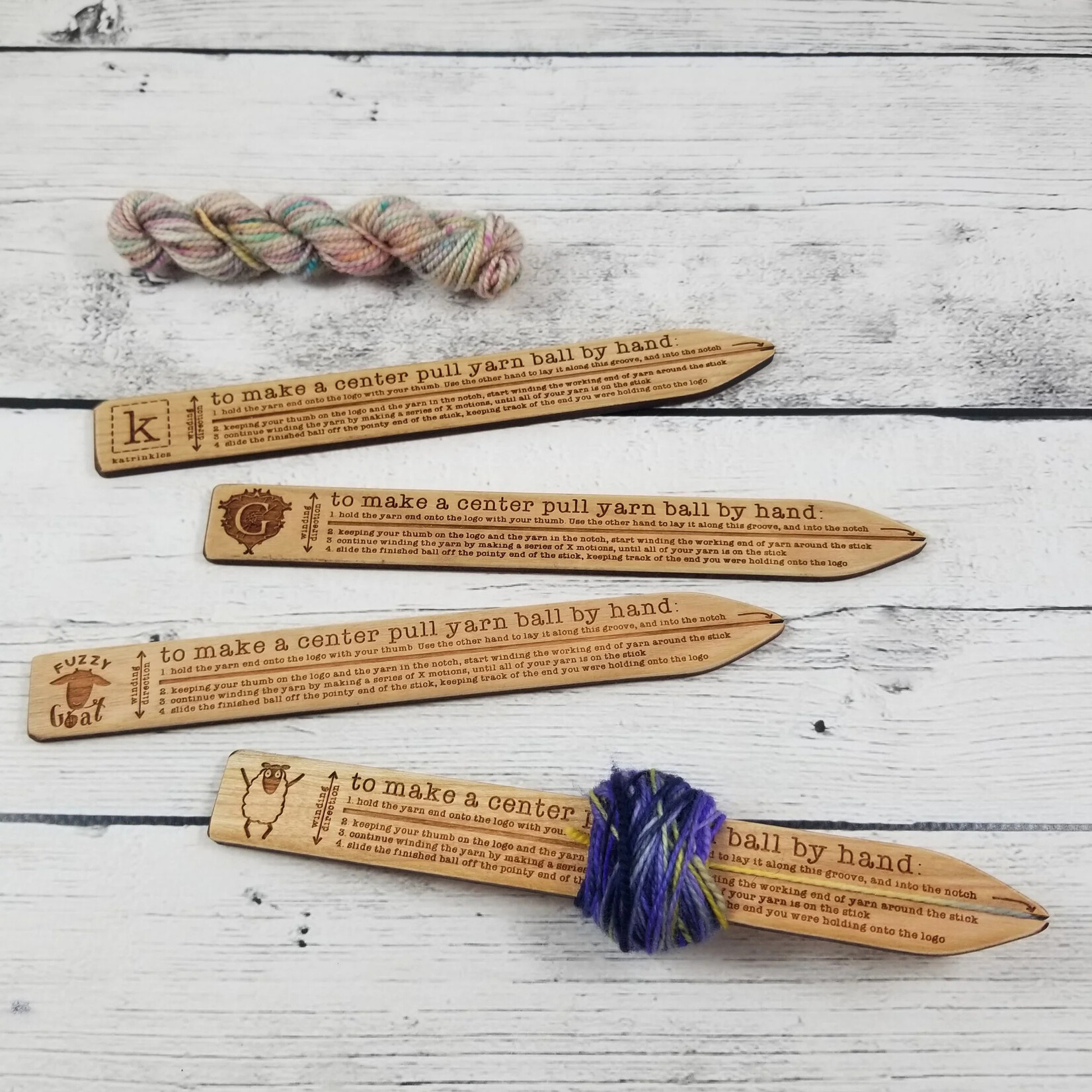 Katrinkles Center Pull Yarn Ball Winding Tool | Cherry Wood