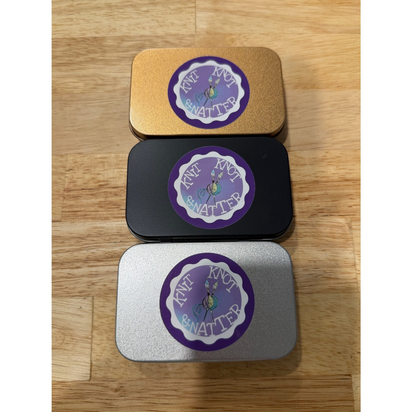Knit Knot & Natter KKN Exclusive Stitch Marker Storage Tin