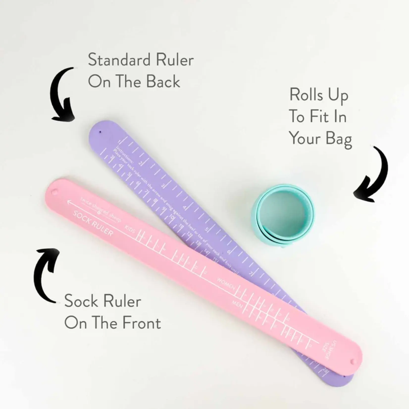 Twice Sheared Sheep Sock Sizing Ruler