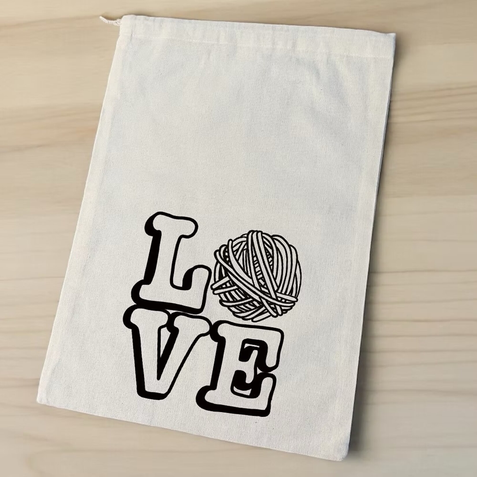 Anna B Shop LOVE Yarn Drawstring Project Bag