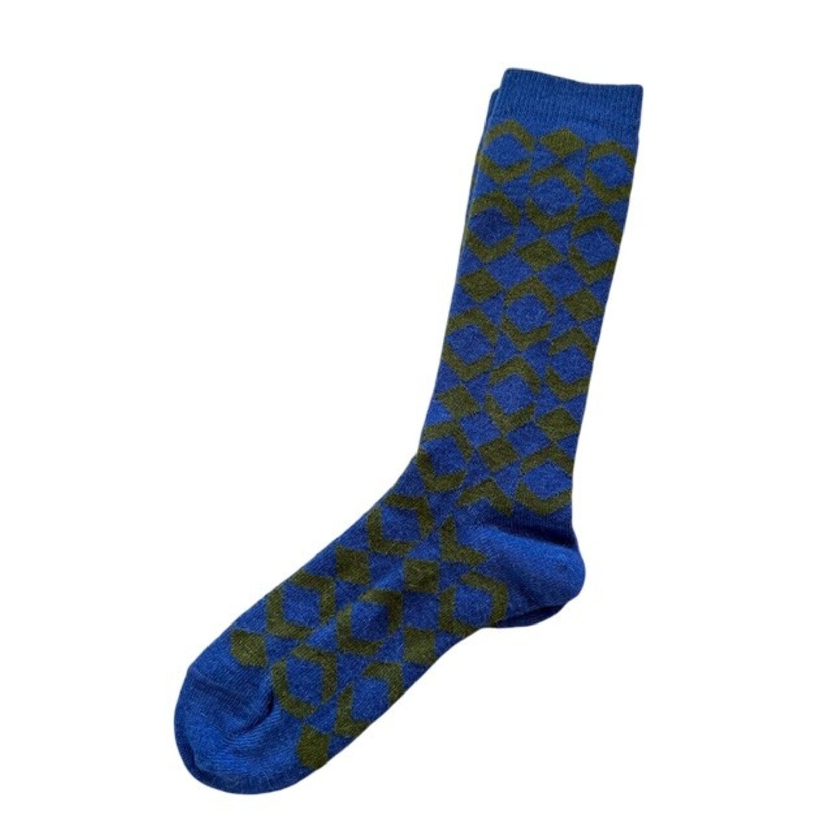 Tey Art Inc Alpaca Socks - Honeycomb Blue Large