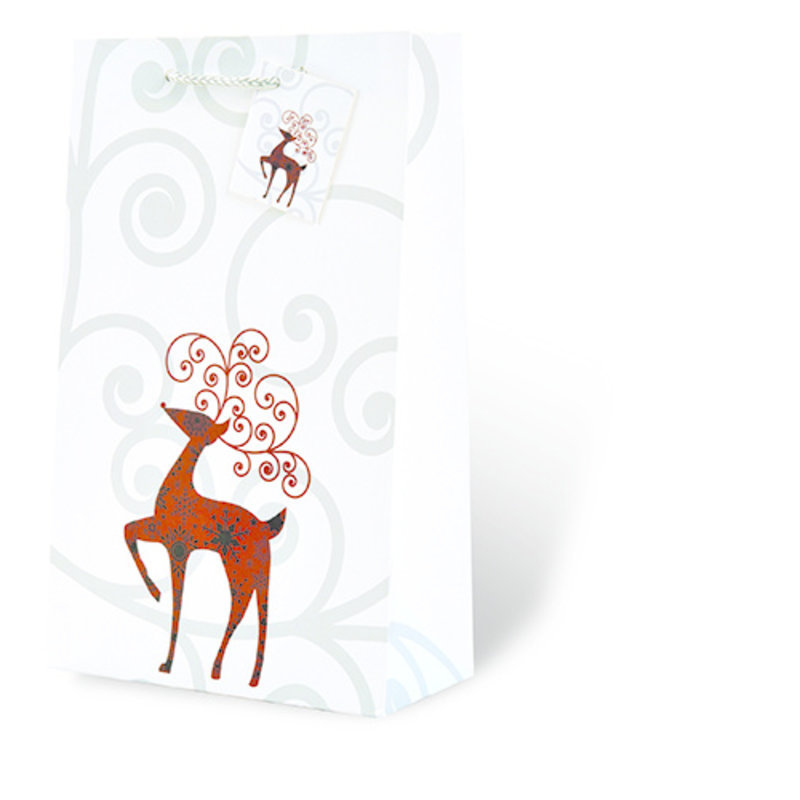 Red Reindeer Double Gift Bag