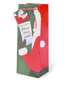 Santa Please Bring Wine Single Gift Bag