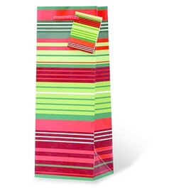 Christmas Stripes Single Gift Bag