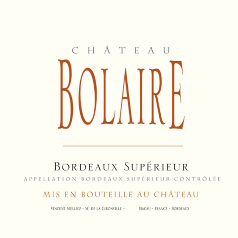 Chateau Bolaire Bordeaux Superiur 2015
