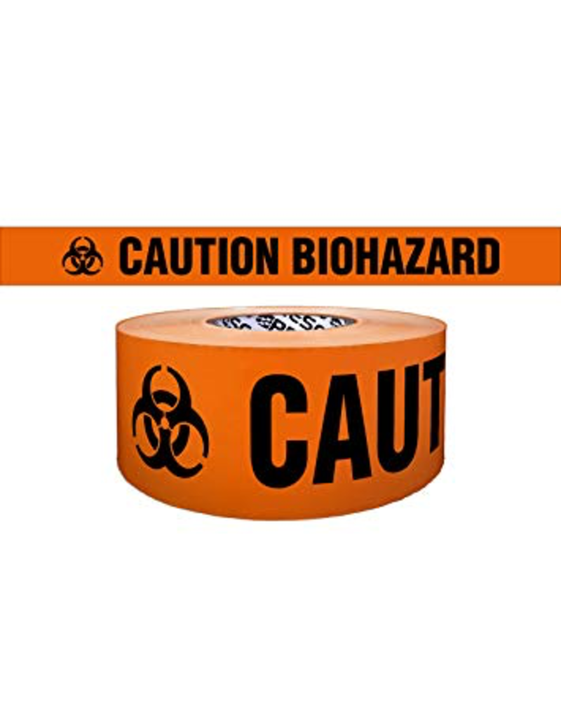 CleanHub Orange Biohazard Barricade Tape 3” x 1000’