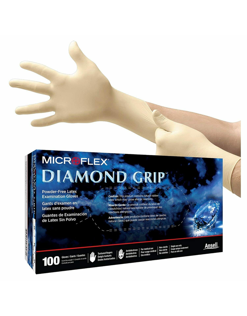 CleanHub Diamond Grip Latex Gloves, Large (100 Pack)