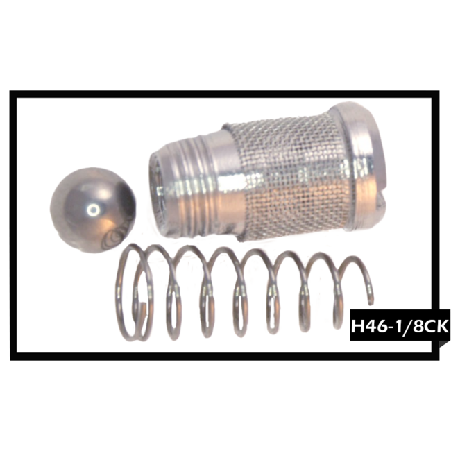 Production Metal Forming Kit, 1/8 Jet Strainer - Stainless Steel Ball, Spring, Cap. for inside of jet