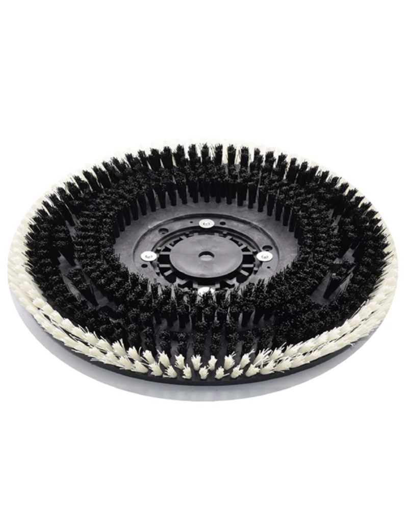 CleanHub Dual Fill Nylon Carpet Cleaning Brush 19" - Medium Black Inner .020”/White Outer .030”