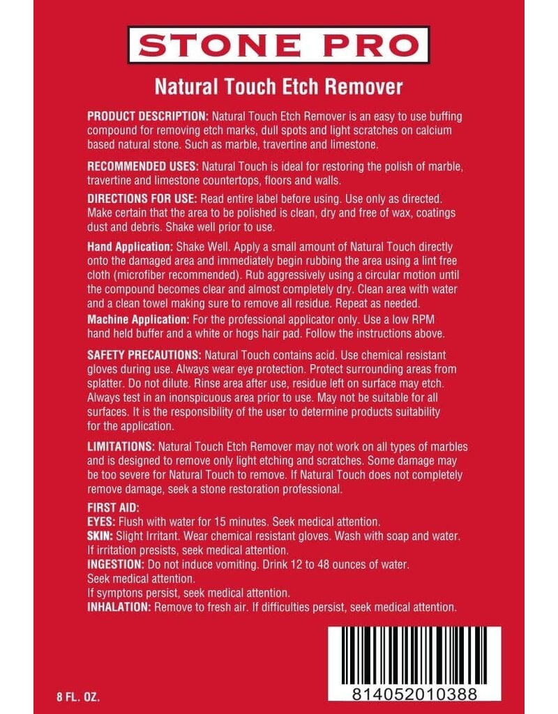 StonePro Natural Touch - Etch Remover 8oz