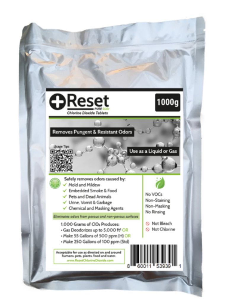 Reset CLO2 - Black 1000g Odor Eliminator Kit