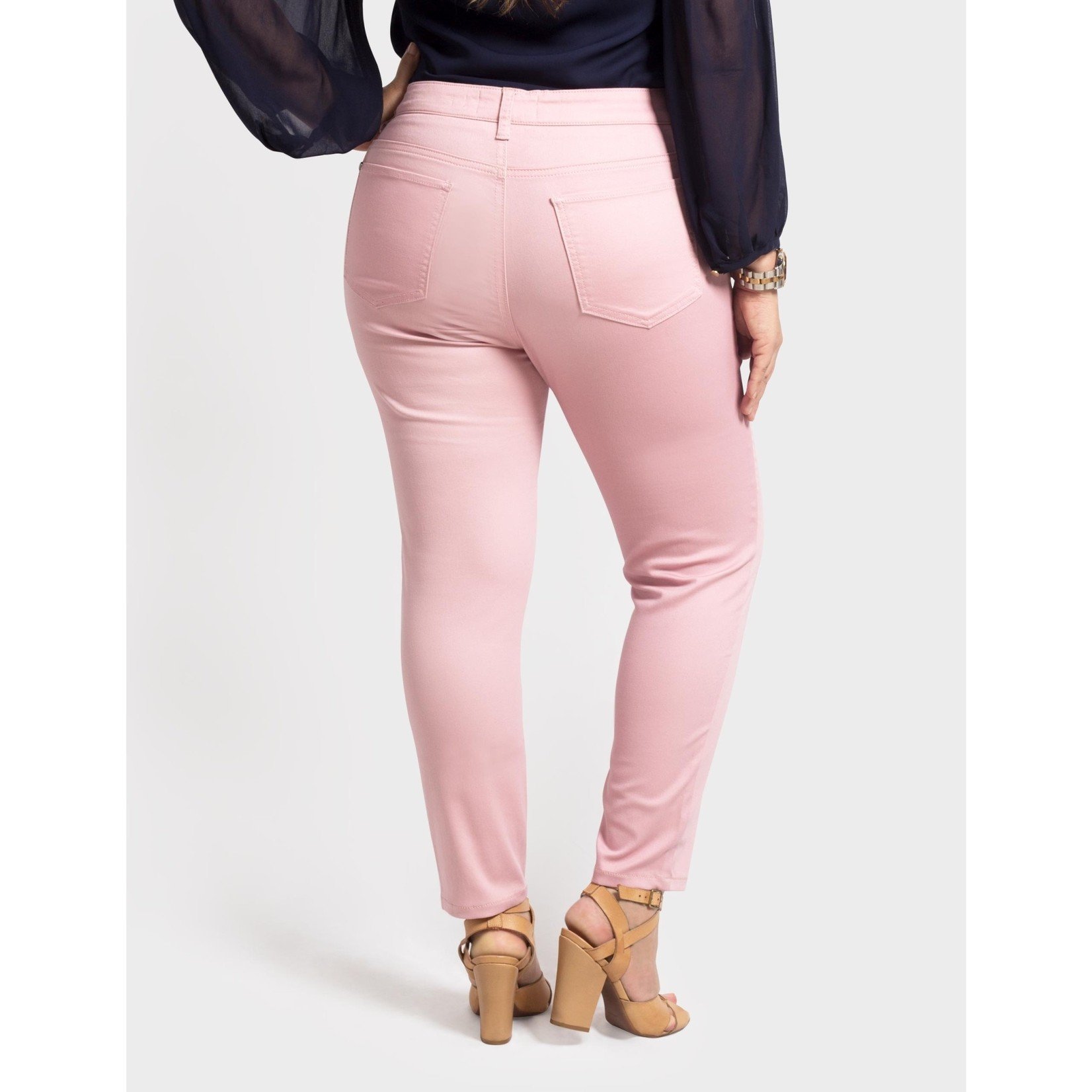 OLGYN Stretch Pink Plus Size Ankle Pant Slim Fit