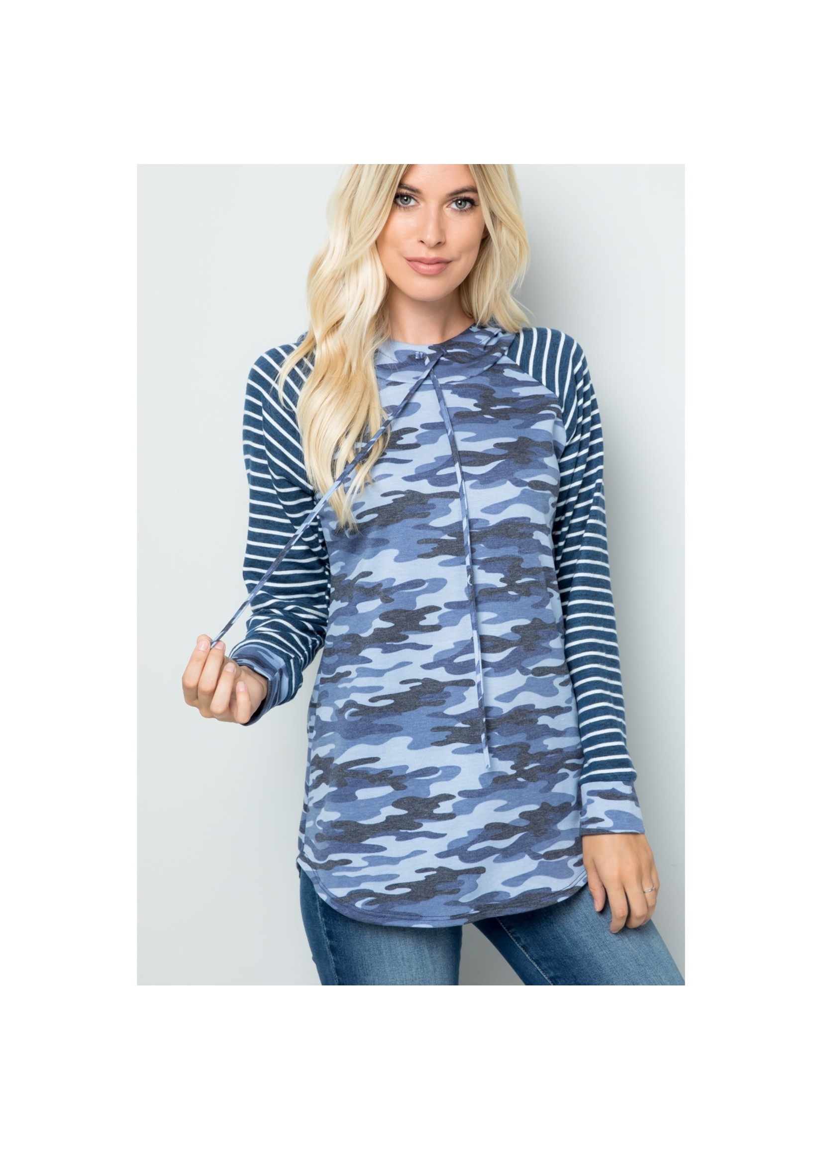 Celeste Clothing Navy Camo Sweater