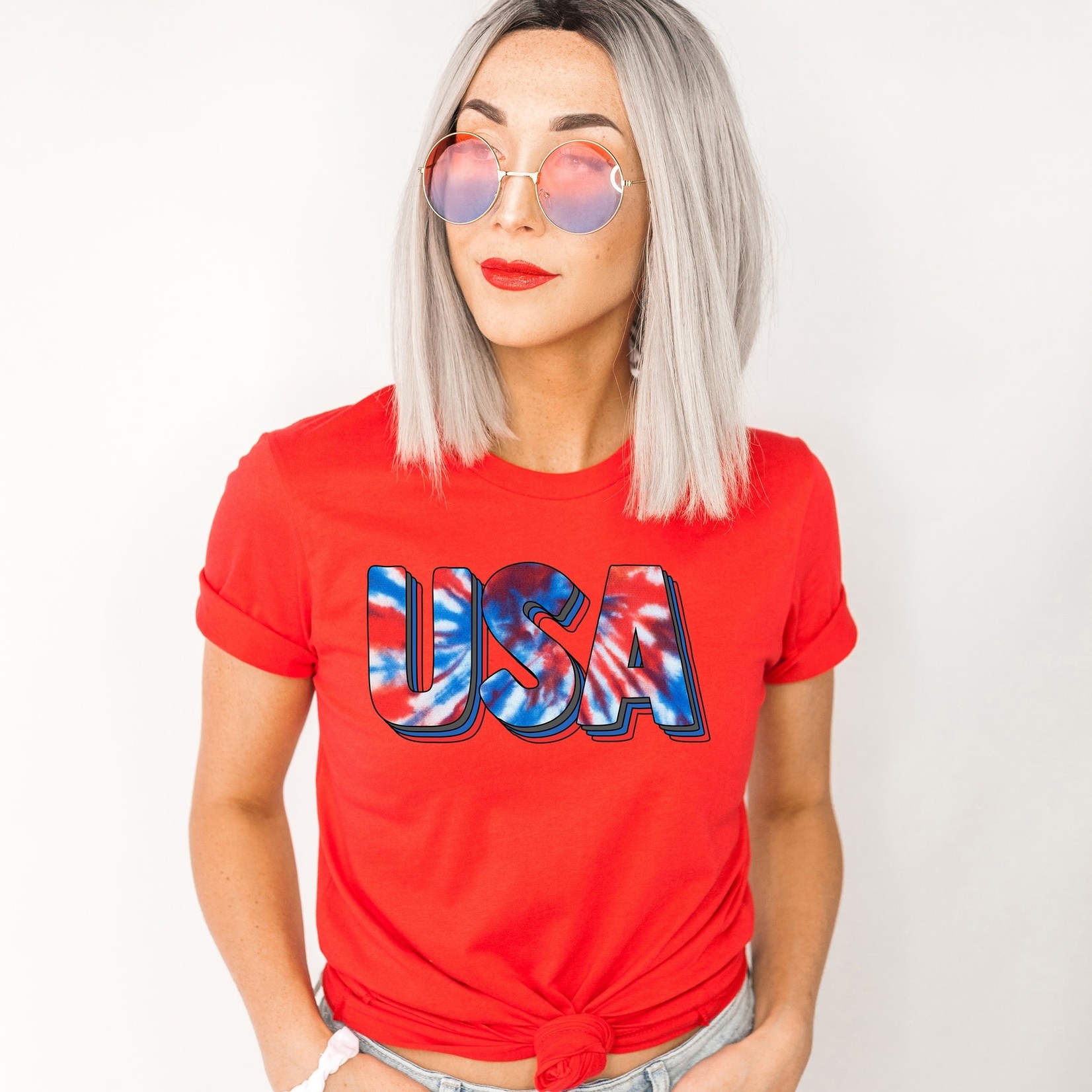 Red USA tee