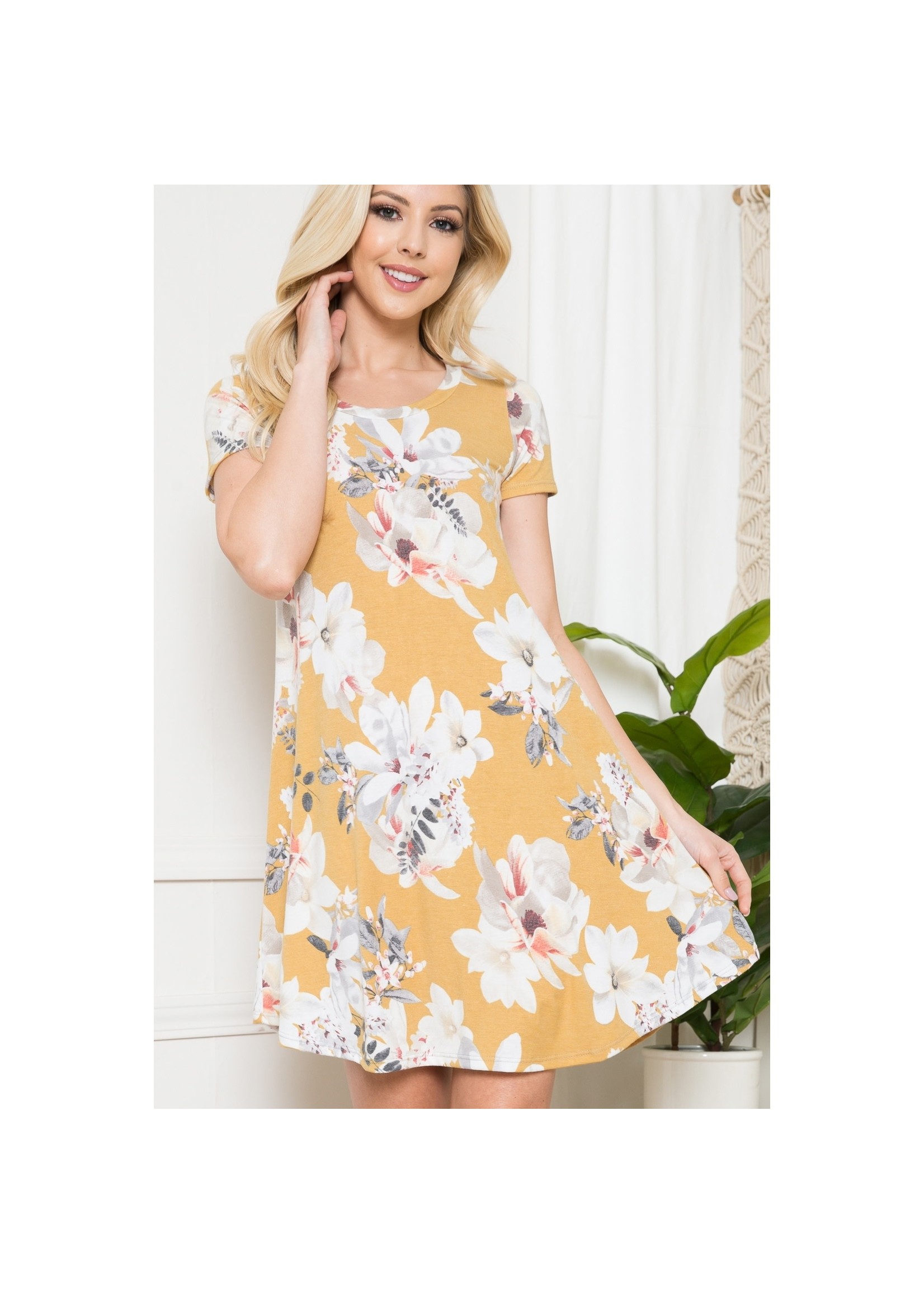 Acting Pro Floral Short sleeve Midi Dress (3 colors)
