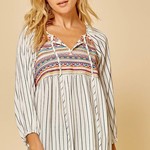 Striped with Embroidery Blouse