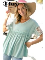 Jersey Lace Sleeve Top (2 colors)
