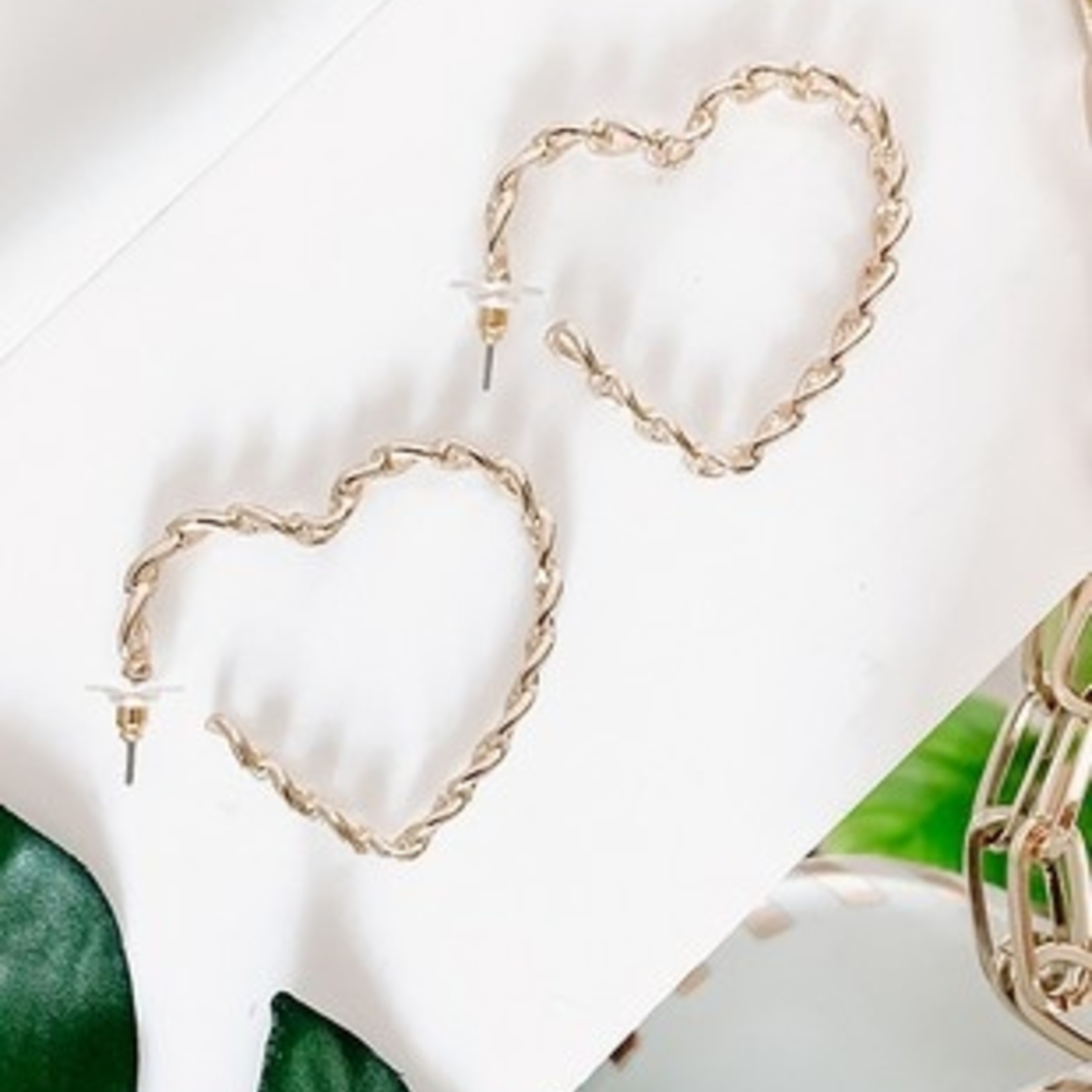 Gold Heart Shape Hoops