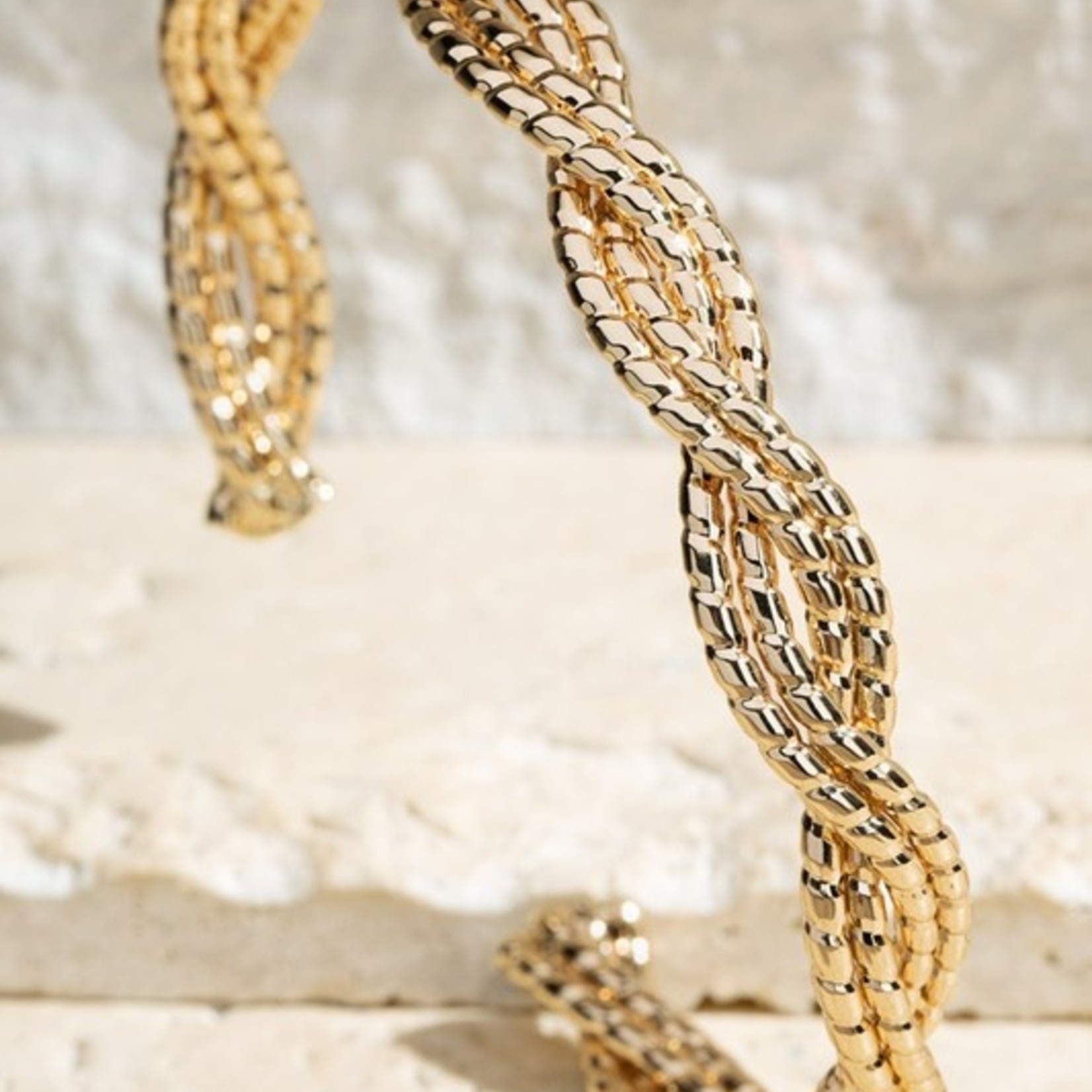 BOHO Chic BrassIntertwined Cuff Braclet-Gold