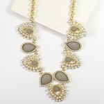 Josslyn-Wall to Wall Statement Necklace Gold/Grey/White
