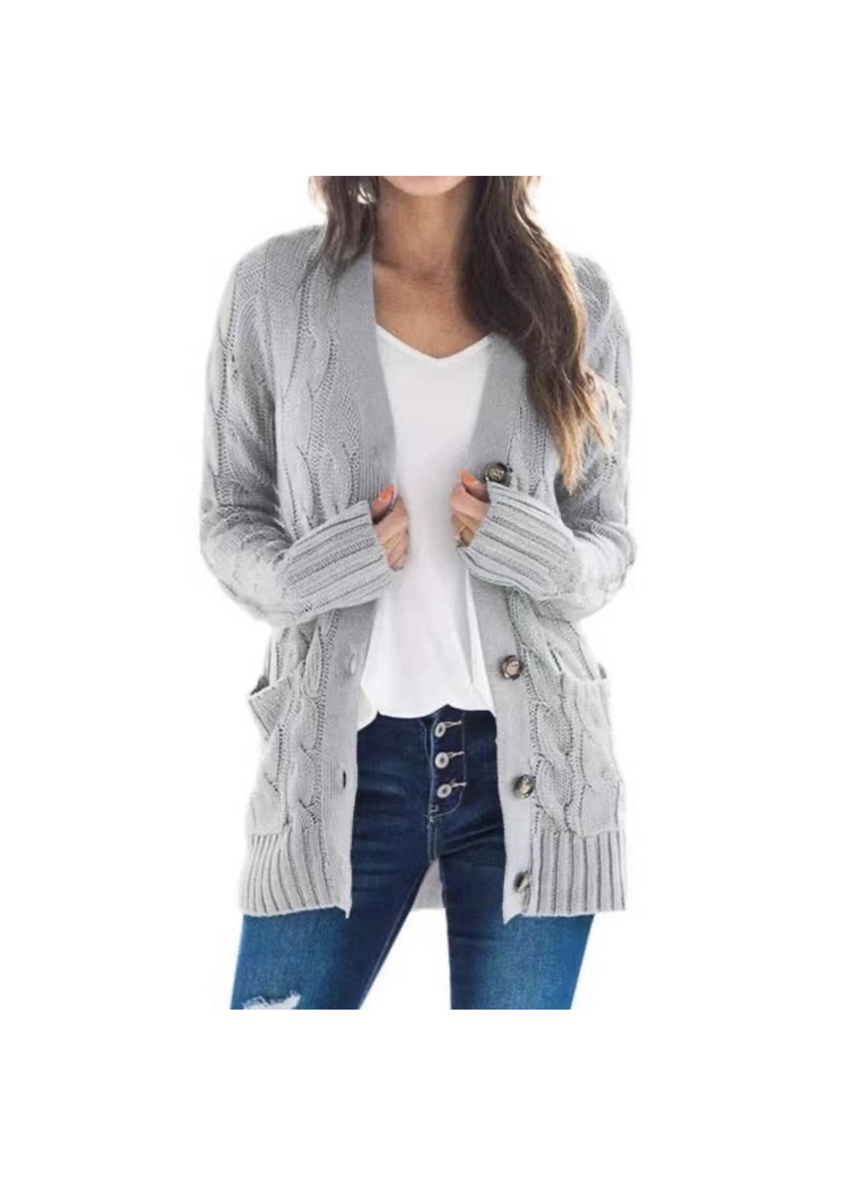 Cable Knitted Cardigan with Buttons- 4 colors