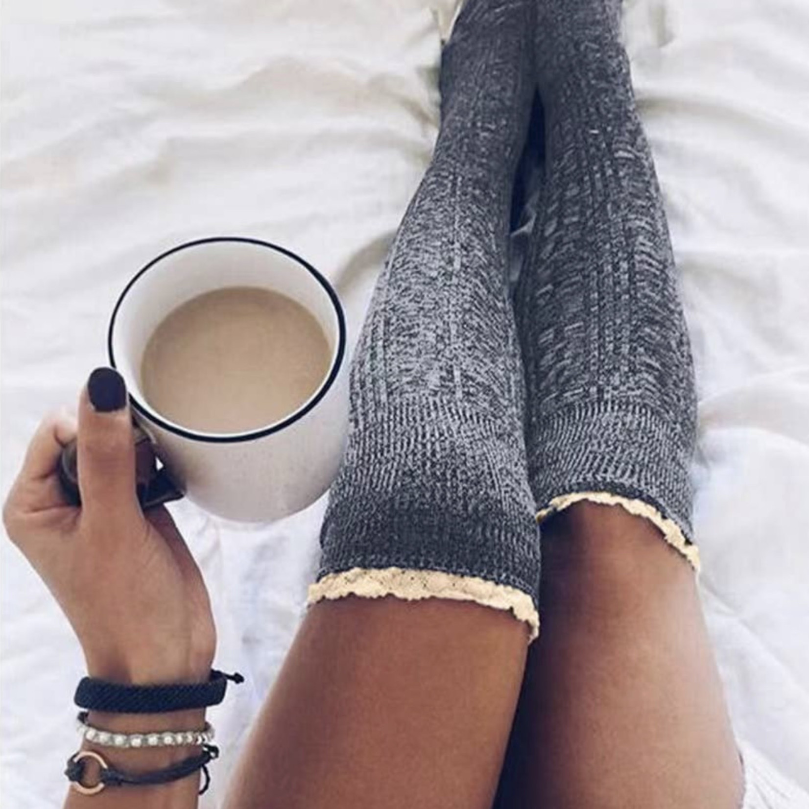 Cable Knit High knee Sock